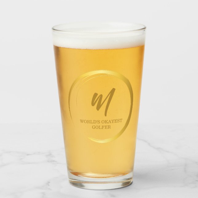 Weltmarken, die das Golfer-Gold-Monogramm Glas (Vorne (Gefüllt))