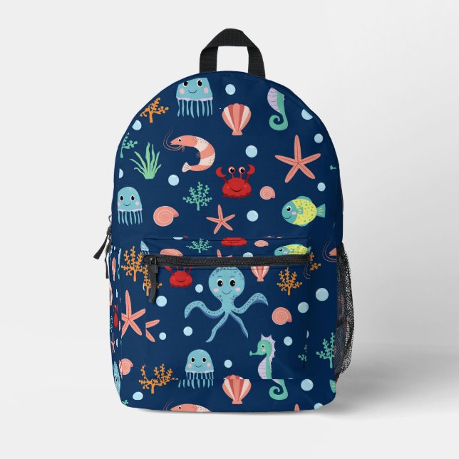 Weltmeer Bedruckter Rucksack (Vorderseite)