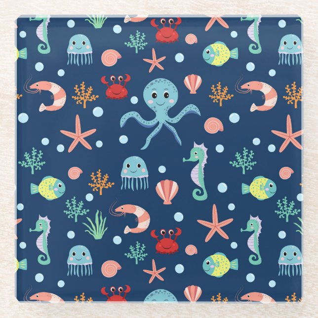 Weltmeer Glasuntersetzer (Vorderseite)