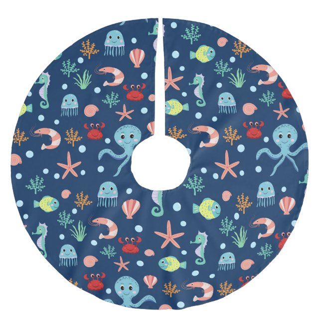 Weltmeer Polyester Weihnachtsbaumdecke (Vorderseite)