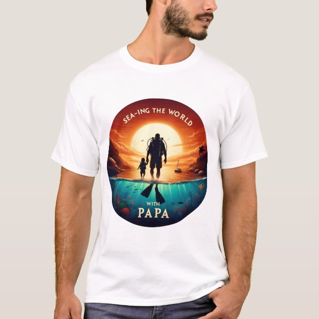 Weltmeere mit PAPA | Scuba Diving Vater T-Shirt (Vorderseite)