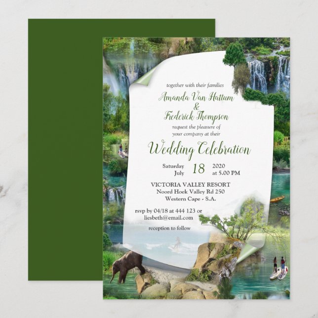 Weltmeere und -flüsse, Seen und Sport Einladung (Vorne/Hinten)