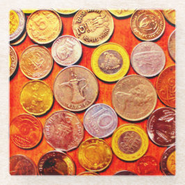 Weltmünzen Glasuntersetzer