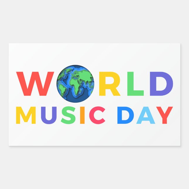Weltmusiktag Rechteckiger Aufkleber ("World Music Day Art")