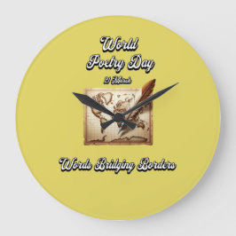 Weltpoesie-Tag. Worte überbrücken Grenzen. Große Wanduhr