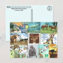 Weltpostkartentag - Briefmarke der Tierpost Postkarte