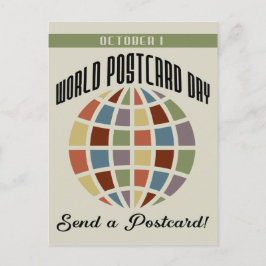 Weltpostkartentag mit bunten Quadraten weltweit Postkarte