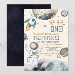 Weltraum 1. Geburtstag Party Erster Rundgang durch Einladung