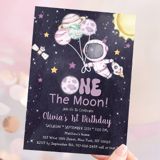 Weltraum 1. Geburtstag Party Erster Rundgang durch Einladung