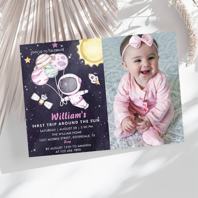 Weltraum 1. Geburtstag Party Erster Rundgang durch Einladung (Von Creator hochgeladen)