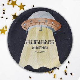 Weltraum 1. Geburtstag Party Erster Rundgang durch Pappteller