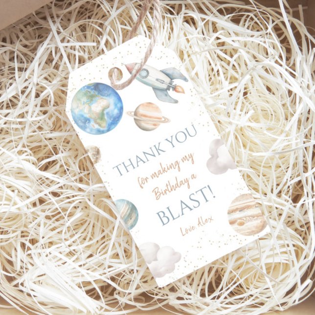 Weltraum 1. Geburtstag Planet Vielen Dank Geschenkanhänger (Von Creator hochgeladen)