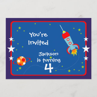 Weltraum 1 Geburtstagsparty Einladung