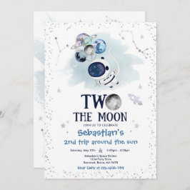 Weltraum 2. Geburtstag Party Astronautenrakete Einladung