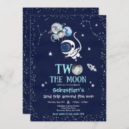 Weltraum 2. Geburtstag Party Astronautenrakete in Einladung