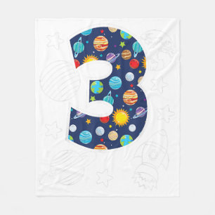 Weltraum 3 Jahr 3 Geburtstag Party Boys Gir Fleecedecke
