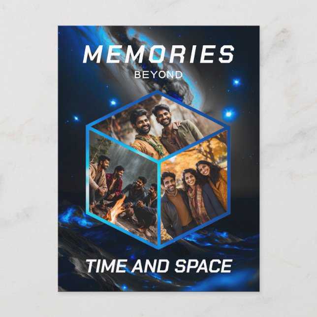 Weltraum 3D Foto Würfel Bilder Kollage Postkarte (Vorderseite)