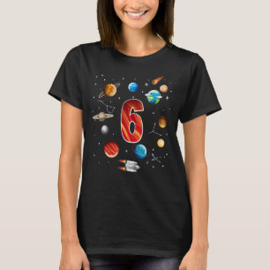 Weltraum 6 Jahre alt 6. Geburtstag Jungs Planeten T-Shirt