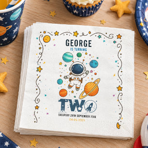 Weltraum-Abenteuer 2. Geburtstag Outer Space Par Serviette