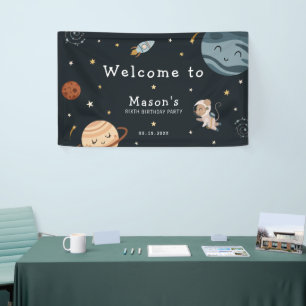 Weltraum-Abenteuer Lustige Kindergeburtstagsfeier Banner