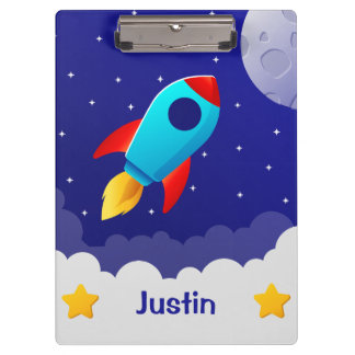 Weltraum-Abenteuer-Raketen-Clipboards-Design Klemmbrett