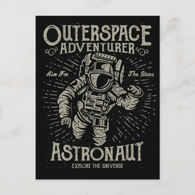 Weltraum-Abenteurer-Astronaut will Sterne Postkarte (Vorderseite)
