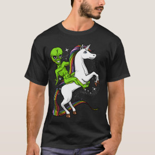 Weltraum-Alien auf Einhorn reitend T-Shirt