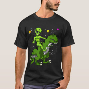 Weltraum-Alien auf T-Rex-Dinosaurier reitend T-Shirt
