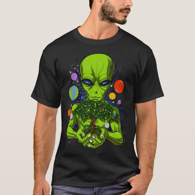 Weltraum-Alien-Baum des Lebens T-Shirt (Vorderseite)