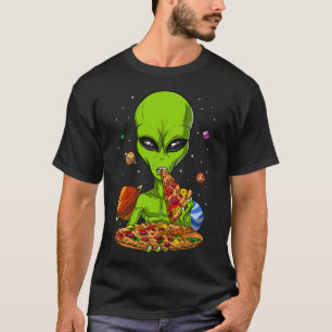 Weltraum-Alien isst Pizza T-Shirt