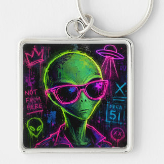 Weltraum-Alien-Kunst Schlüsselanhänger