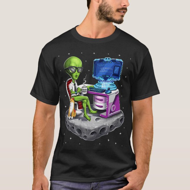 Weltraum-Alien-Programmierer T-Shirt (Vorderseite)