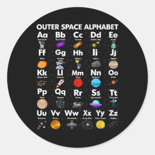 Weltraum Alphabet Astronomie Lehrerin Kind Runder Aufkleber