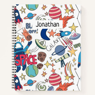 Weltraum als Doodle für Kinder Personalisierter Na Notizbuch