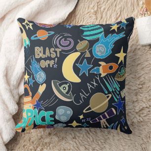 Weltraum als Doodle Planets und Stars Kosmisch Kissen