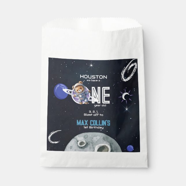 Weltraum-Astronaut 1. Geburtstag Geschenktütchen (Vorderseite)