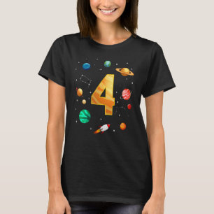 Weltraum Astronaut 4. Geburtstag Junge 4 Jahre alt T-Shirt