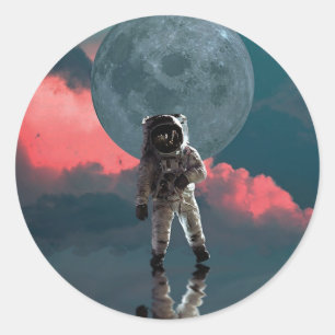 Weltraum Astronaut Art Space Anzug Clipart Runder Aufkleber