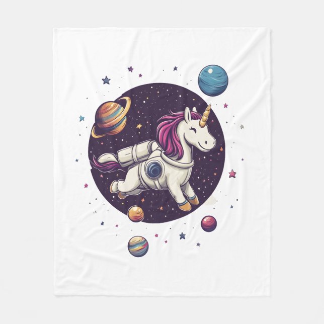 Weltraum-Astronaut-Einhorn (1) Fleecedecke (Vorderseite)
