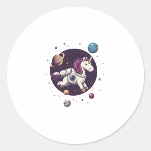 Weltraum-Astronaut-Einhorn (1) Runder Aufkleber