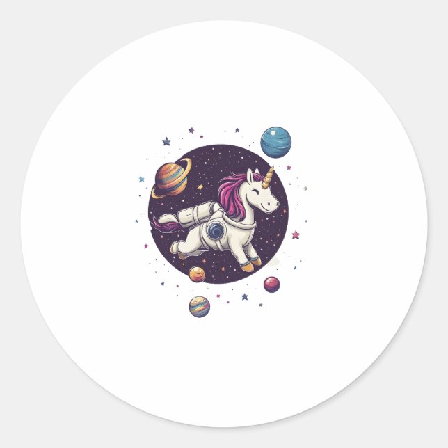 Weltraum-Astronaut-Einhorn (1) Runder Aufkleber (Vorderseite)