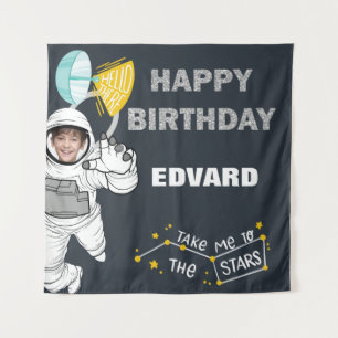Weltraum-Astronaut Foto Alles Gute zum Geburtstag Wandteppich