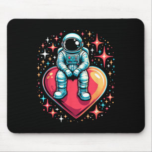 Weltraum-Astronaut Herz Bylloon Valentinstag Vale Mousepad