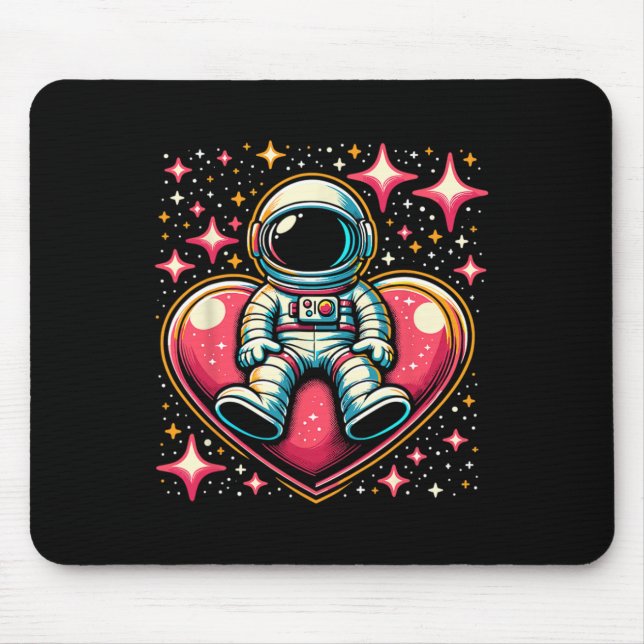 Weltraum-Astronaut-Herz-Lloon Valentinstag Mousepad (Vorne)