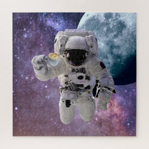 Weltraum, Astronaut, Kaffeeliebhaber-Puzzle Puzzle