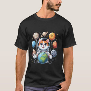 Weltraum Astronaut Katze Sonnensystem Planet Ballo T-Shirt