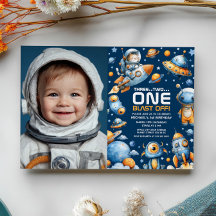 Weltraum-Astronaut-Katze-Start zum 1. Geburtstagsf
