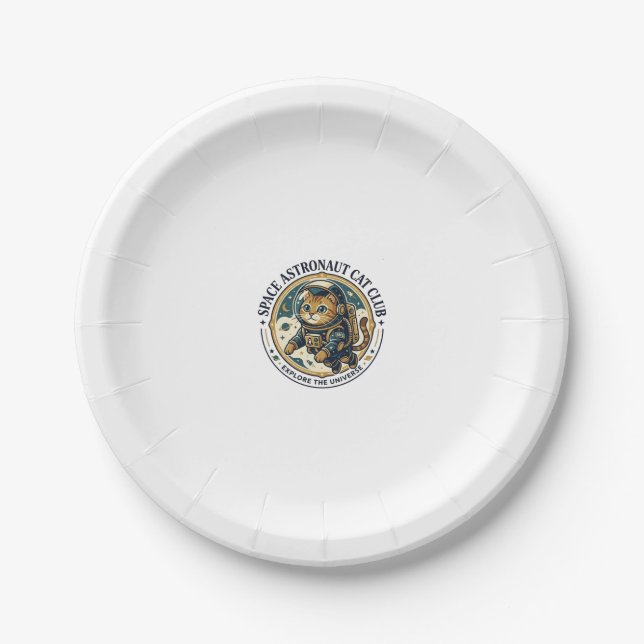 Weltraum-Astronaut-Katze-Vater-Geschenkidee - Welt Pappteller (Vorderseite)