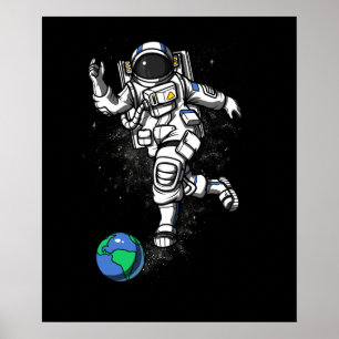 Weltraum-Astronaut Kosmischer Bowling Planet Erde Poster
