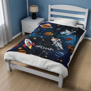 Weltraum Astronaut Mond Sterne Personalisiert Fleecedecke